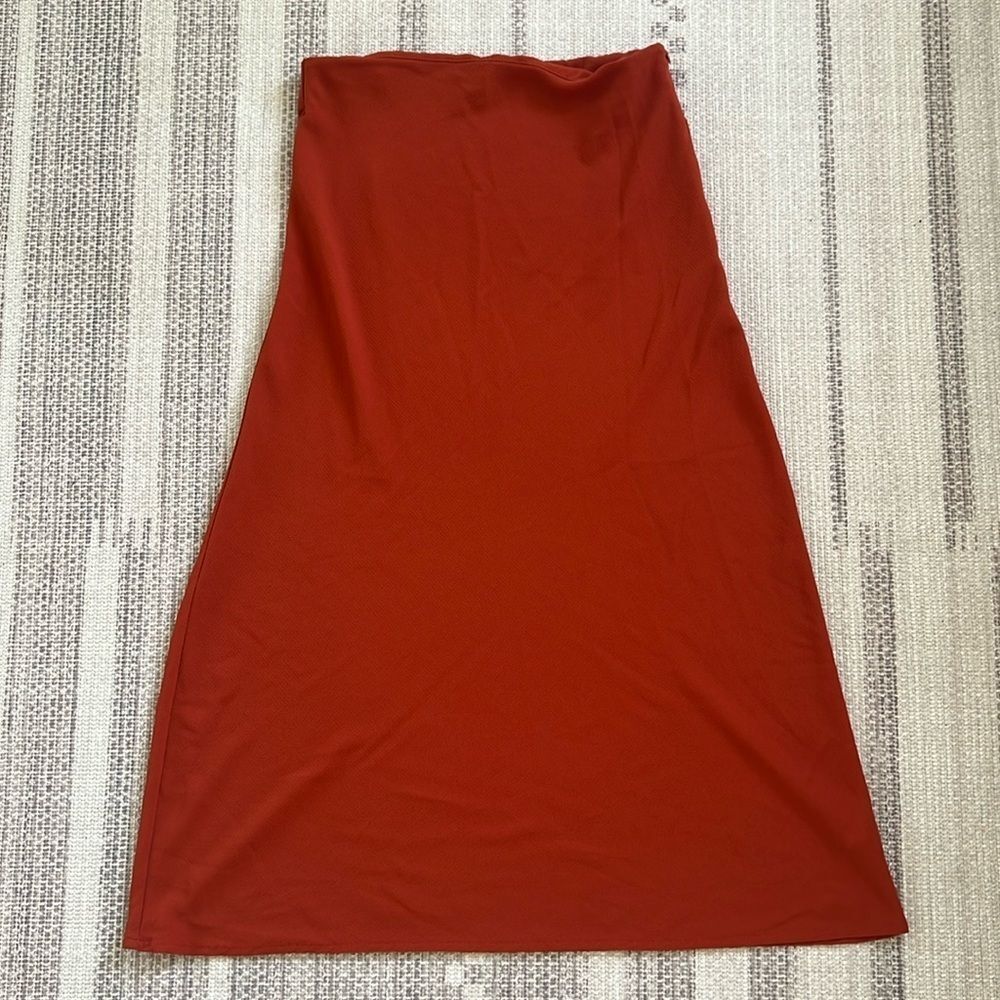 Rust colored midi skirt